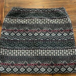 J.Jill aztec print mini pencil skirt black red gray sz M